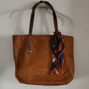 Fount GOLDEN ROD Leather Tote with SILK Scarf Accent